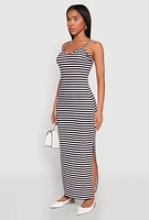 Womens Striped Ribbed Knit Cami Dress, Multi, Size M