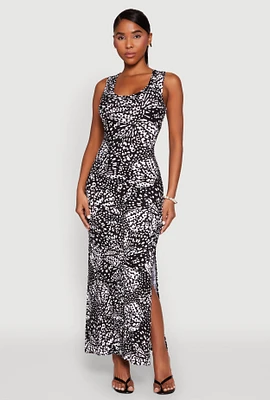 Womens Abstract Butterfly Print Maxi Dress, Multi, Size L