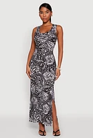 Womens Abstract Butterfly Print Maxi Dress, Multi, Size L