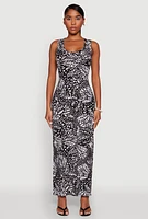Womens Abstract Butterfly Print Maxi Dress, Multi, Size L