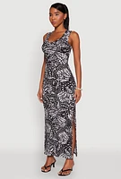 Womens Abstract Butterfly Print Maxi Dress, Multi, Size L