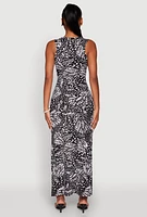 Womens Abstract Butterfly Print Maxi Dress, Multi, Size L