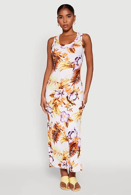 Womens Floral Print Tank Maxi Dress, Multi, Size S