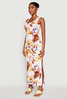 Womens Floral Print Tank Maxi Dress, Multi, Size S