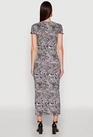 Womens Psychedelic Swirl Print Side Slit Dress, Multi, Size S