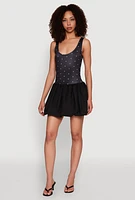 Womens Printed Pattern Bubble Hem Dress,