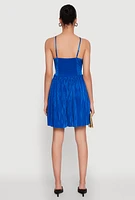 Womens Plisse Keyhole Skater Dress,