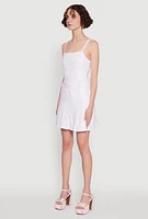 Womens Chic Sleeveless Pleated Skater Dress, White,