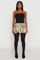 Womens Strapless Floral Print Bubble Hem Dress, Multi, Size L