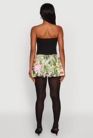 Womens Strapless Floral Print Bubble Hem Dress, Multi, Size L