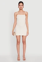 Womens Tie Shoulder Smocked Cami Dress, Beige, Size L