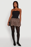 Womens Strapless Leopard Print Bubble Hem Dress, Multi, Size S