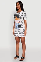 Womens Fashion Queen Graphic T Shirt Dress, Multi,