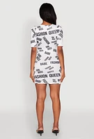 Womens Fashion Queen Graphic T Shirt Dress, Multi,