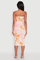 Womens Abstract Print Midi Tube Dress, Multi, Size M