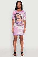Womens Bossy and Savage Graphic T Shirt Dress, Pink,