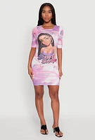 Womens Bossy and Savage Graphic T Shirt Dress, Pink,