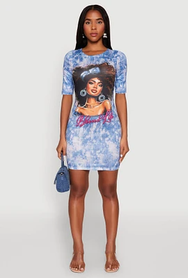 Womens Blessed Life Graphic T Shirt Dress, Blue, Size M