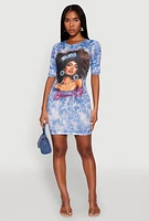 Womens Blessed Life Graphic T Shirt Dress, Blue, Size M