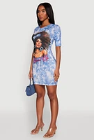 Womens Blessed Life Graphic T Shirt Dress, Blue, Size M