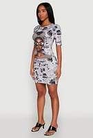 Womens Newspaper Girl Graphic Print Dress, Multi, Size S