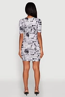 Womens Newspaper Girl Graphic Print Dress, Multi, Size S