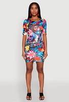 Womens Blessed Queen Pop Art T Shirt Dress, Multi, Size M