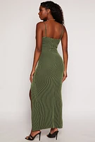 Womens Shadow Striped Bustier Maxi Dress,