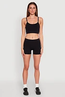 Womens Rib Knit Crop Top and Biker Shorts, L-XL