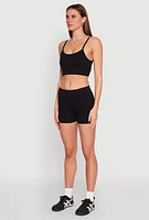 Womens Rib Knit Crop Top and Biker Shorts, L-XL
