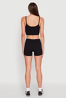 Womens Rib Knit Crop Top and Biker Shorts, L-XL