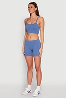 Womens Rib Knit Crop Top and Biker Shorts,