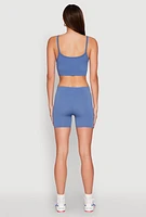 Womens Rib Knit Crop Top and Biker Shorts,