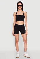 Womens Seamless Cropped Cami and Shorts Set,