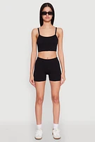 Womens Seamless Cropped Cami and Shorts Set,
