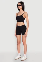 Womens Seamless Cropped Cami and Shorts Set,
