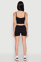 Womens Seamless Cropped Cami and Shorts Set,