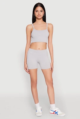 Womens Seamless Cropped Cami and Shorts Set, S-M