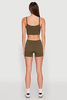 Womens Seamless Cropped Cami and Shorts Set,