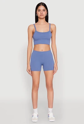 Womens Seamless Cropped Cami and Shorts Set,