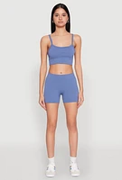 Womens Seamless Cropped Cami and Shorts Set, S-M