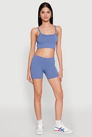 Womens Seamless Cropped Cami and Shorts Set, S-M