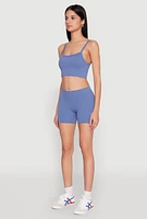 Womens Seamless Cropped Cami and Shorts Set, S-M
