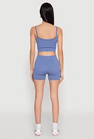 Womens Seamless Cropped Cami and Shorts Set, S-M