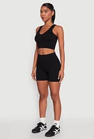Womens Seamless V Neck Cropped Tank Top and Shorts,