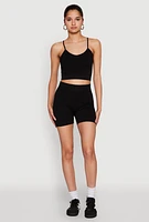 Womens Seamless Cropped Cami and Biker Shorts Set, L