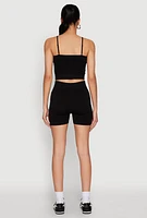 Womens Seamless Cropped Cami and Biker Shorts Set, L