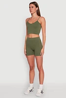 Womens Seamless Cropped Cami and Biker Shorts Set,