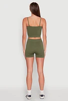 Womens Seamless Cropped Cami and Biker Shorts Set,