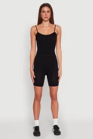 Womens Seamless Textured Knit Cropped Cami and Bike Shorts,